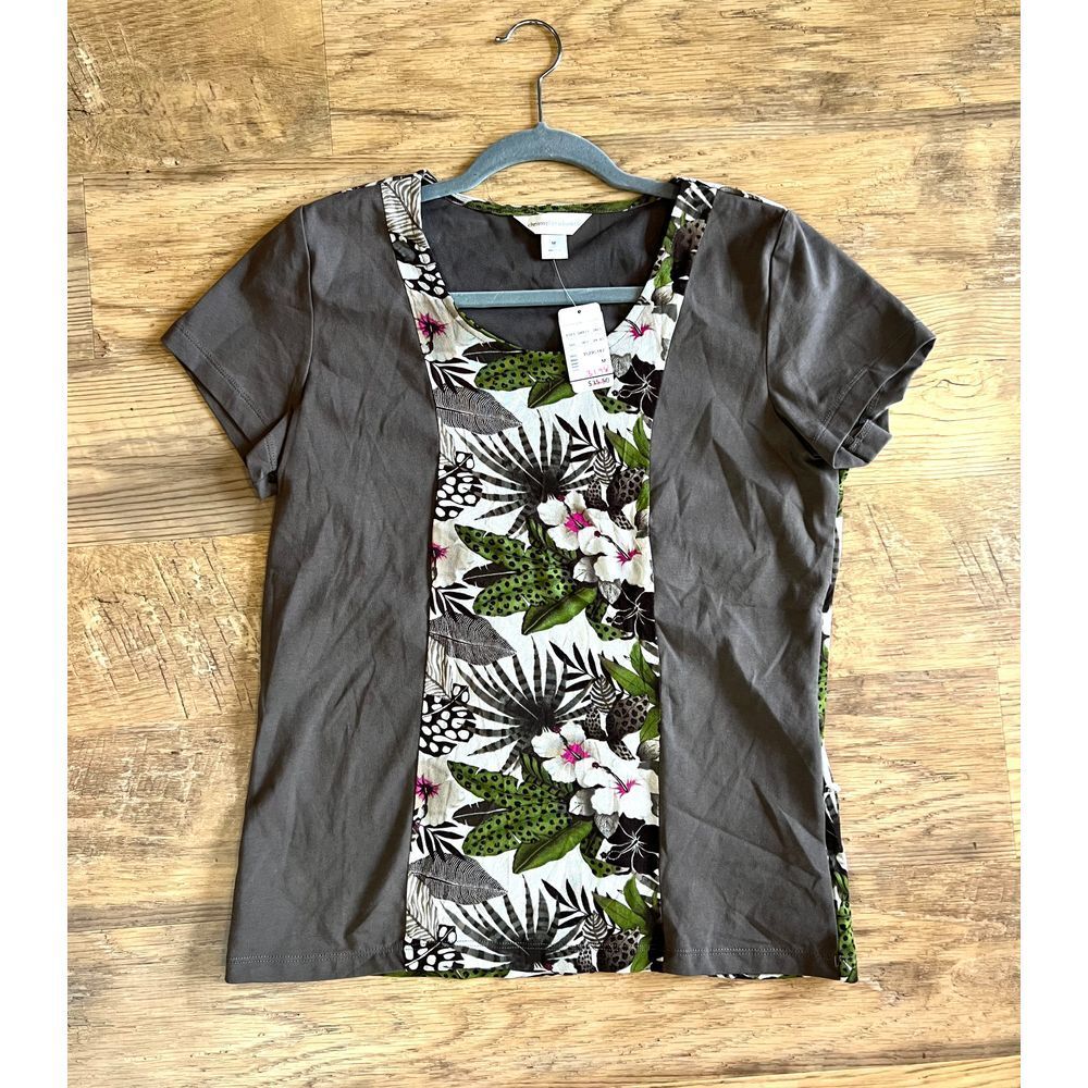 Christopher & Banks Tropical Mesh‎ Inlay Top Size Med Resortwear Beach NEW